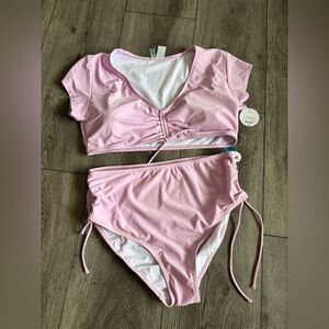 Decree full coverage purple  Ruched Bikini Set